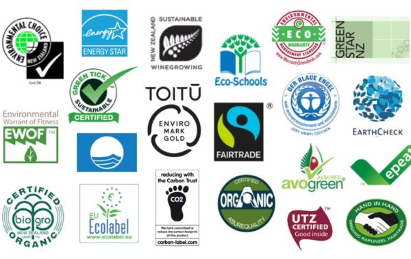 An array of New Zealand certification logos for credence attributes valued by customers