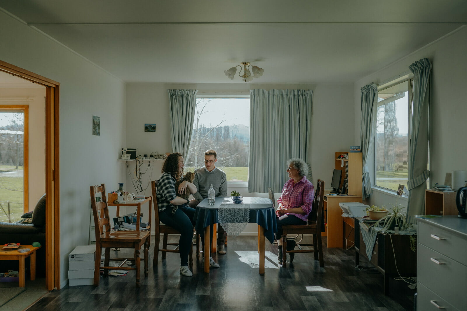 Farming family discussion at the dining table. Photo: Liz Robson / Truestock